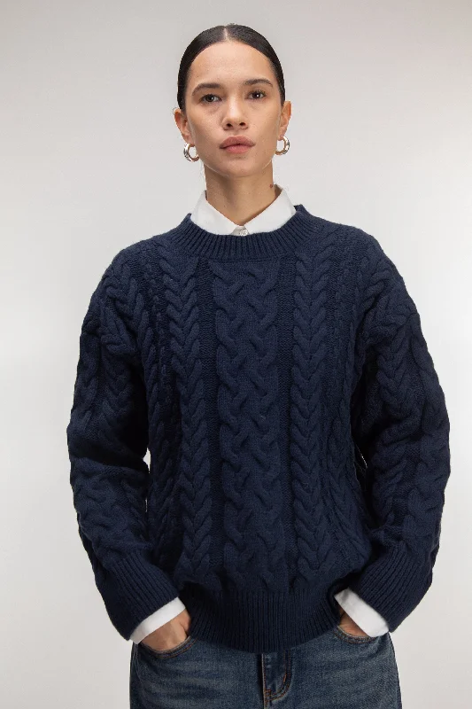 CABLE KNIT CREWNECK SWEATER