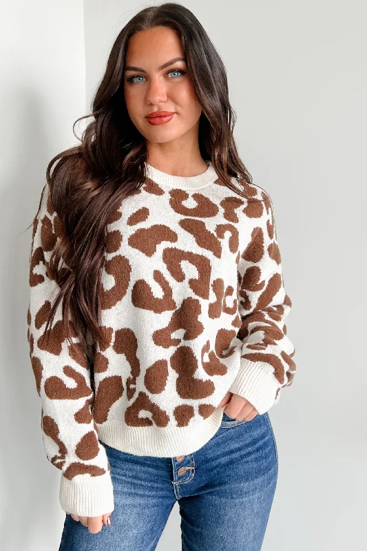 Authentic Affection Animal Print Sweater (Cream/Brown)