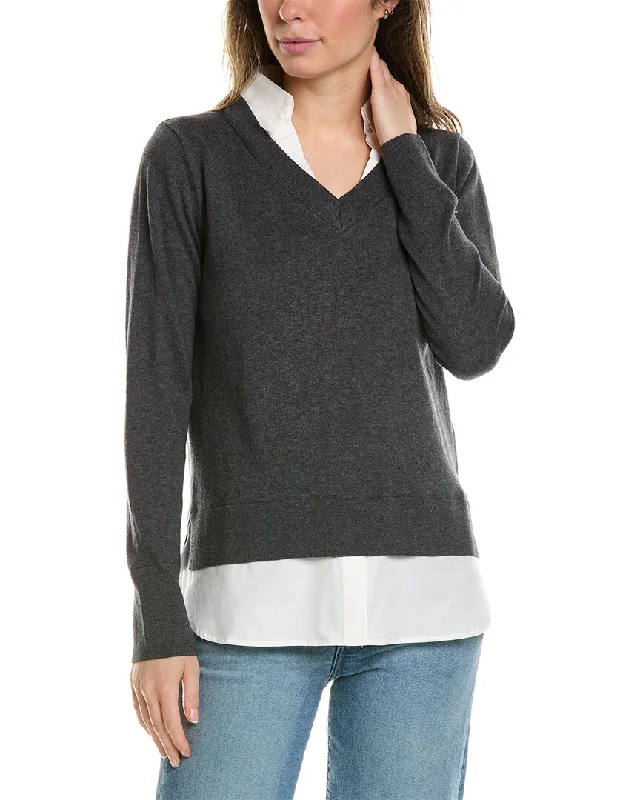 Alashan Cashmere Montage Shirttail Cashmere-Blend Sweater