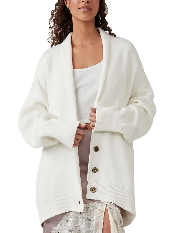 Chamomile Womens Button Front Cuff Sleeve Cardigan Sweater