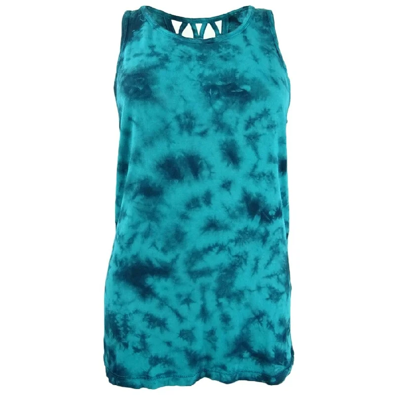 Ideology Women's Tie-Dyed Lattice-Back Tank Top (XS, Jade Vine)