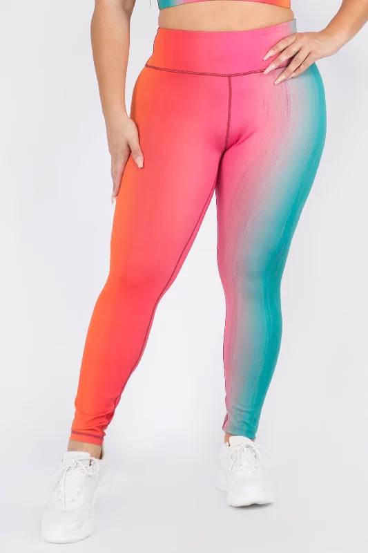 Plus Size Retro Daydream Ombre Active Leggings