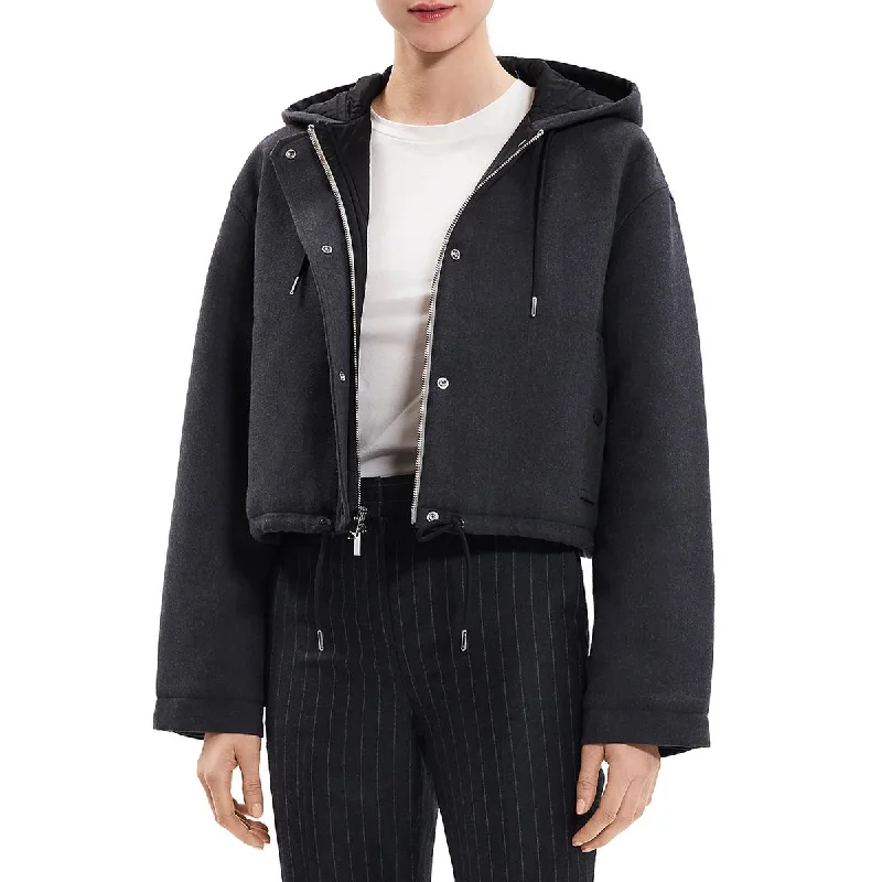 Theory Womens Wool Cropped Parka Coat