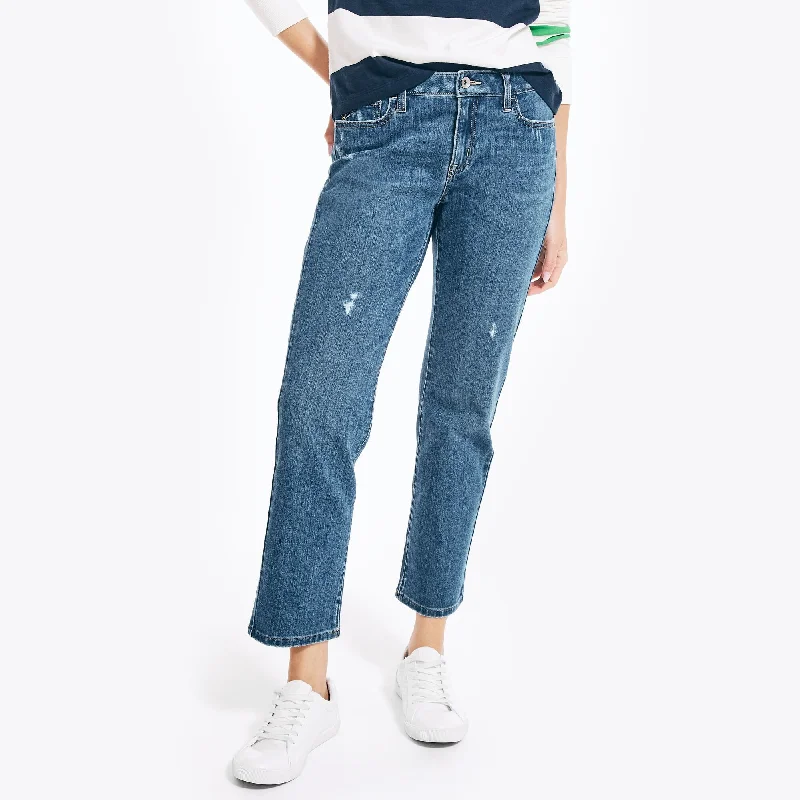 Nautica Womens True Flex Mid-Rise Straight Denim