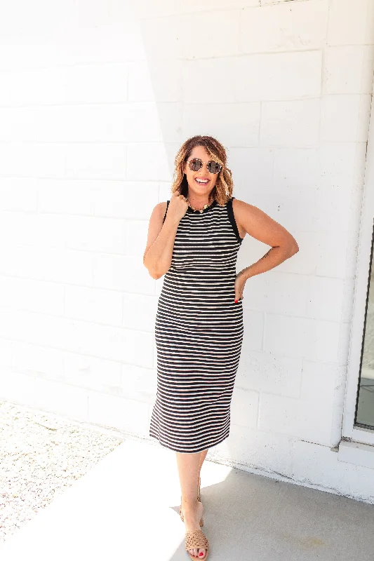 The Simple Stripes Midi Dresses