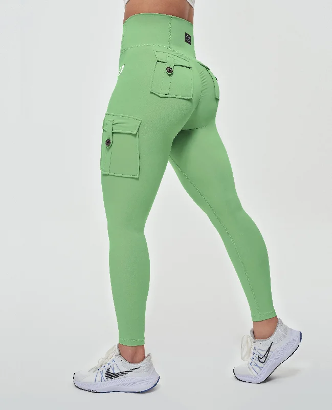 High Waisted Cargo Leggings - Green