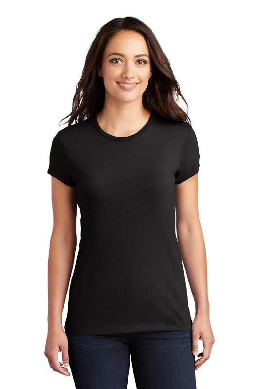 District Womens Fitted Perfect Tri Short Sleeve Crewneck T-Shirt - Black