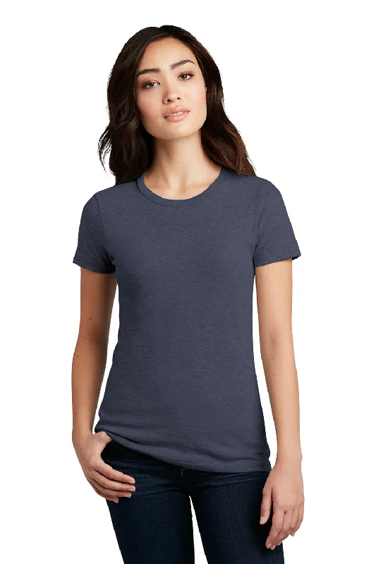 District Womens Perfect Blend Short Sleeve Crewneck T-Shirt - Heather Navy Blue