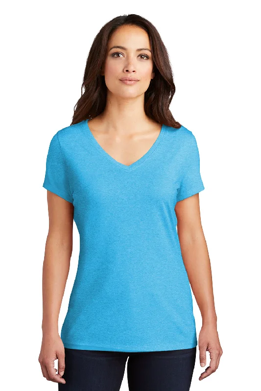 District Womens Perfect Tri Short Sleeve V-Neck T-Shirt - Turquoise Blue Frost