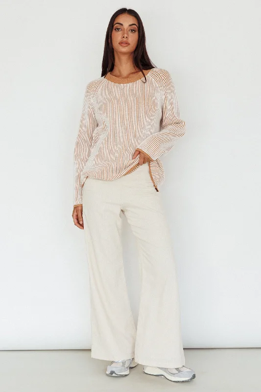 Lyris Button Detail Wide Leg Pants Natural