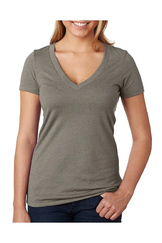 Next Level Womens CVC Jersey Short Sleeve V-Neck T-Shirt - Warm Grey - Closeout