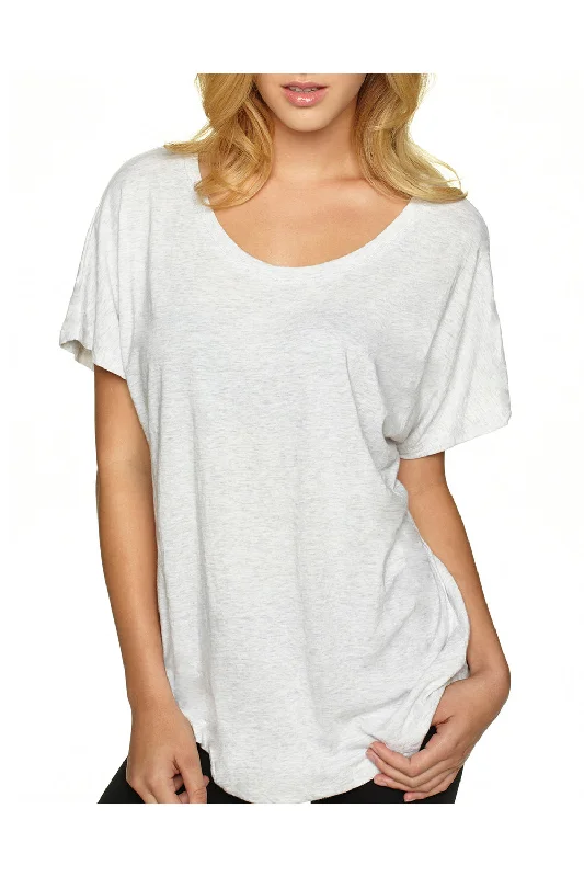 Next Level Womens Dolman Jersey Short Sleeve Scoop Neck T-Shirt - Heather White