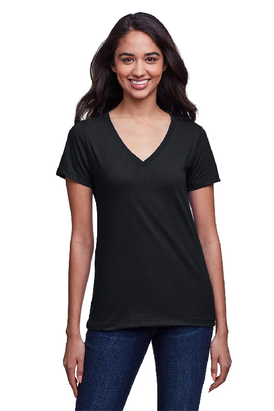 Next Level Womens Eco Performance Moisture Wicking Short Sleeve V-Neck T-Shirt - Black - Closeout