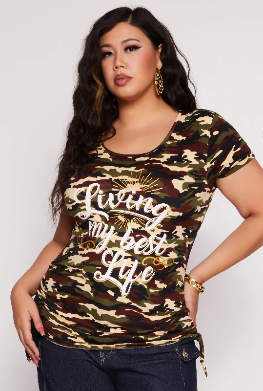 Plus Size Camo Living My Best Life Graphic Tee