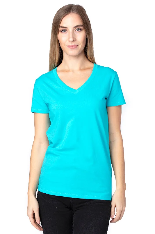 Threadfast Apparel Womens Ultimate Short Sleeve V-Neck T-Shirt - Pacific Blue